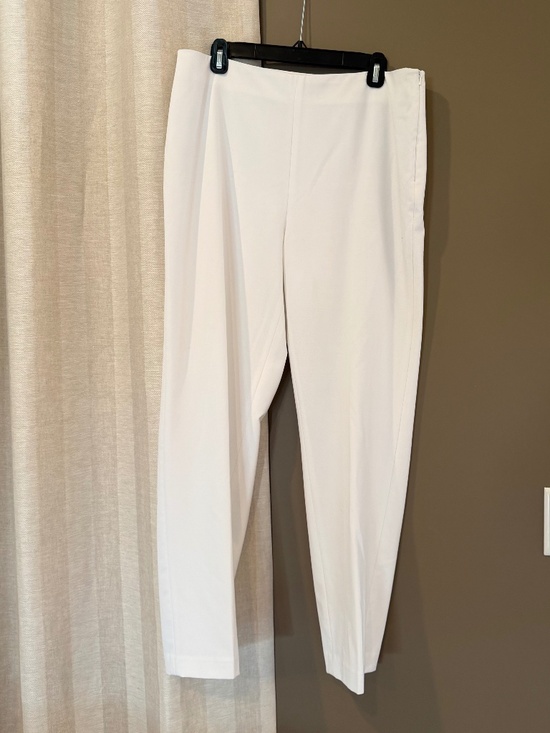 Talbots Pants - Talbots White Lined Classic Side Zip Slim Pants, Size 14